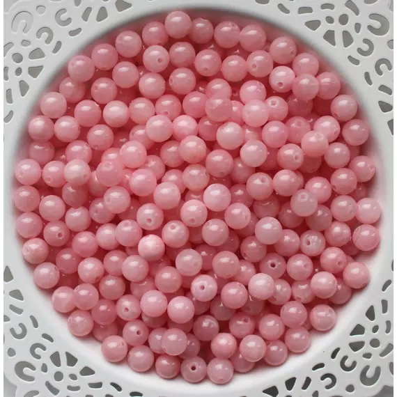Púder rózsaszín festett jade ásványgyöngy 8 mm (10 db)
