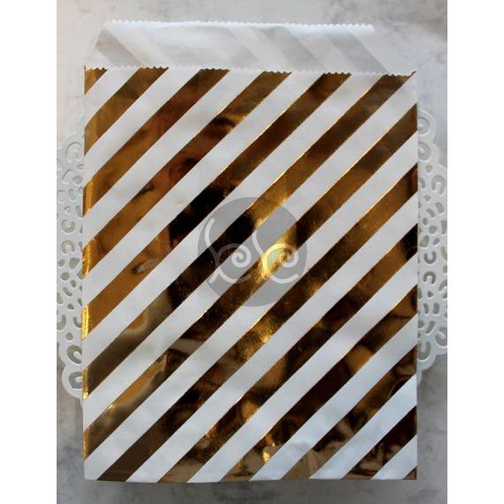 Arany csíkos papírtasak 13x18 cm (5 db)