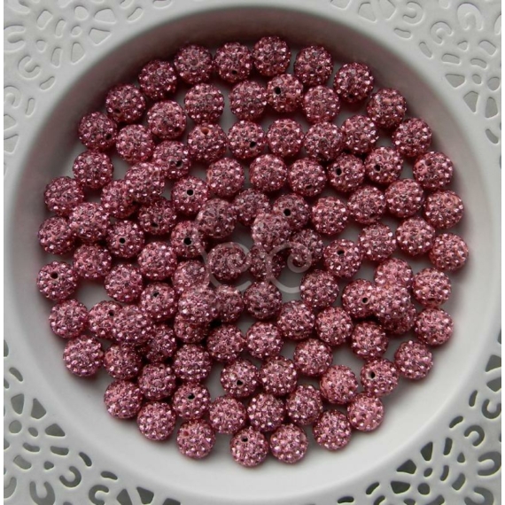 Rózsaszín shamballa gyöngy 10 mm