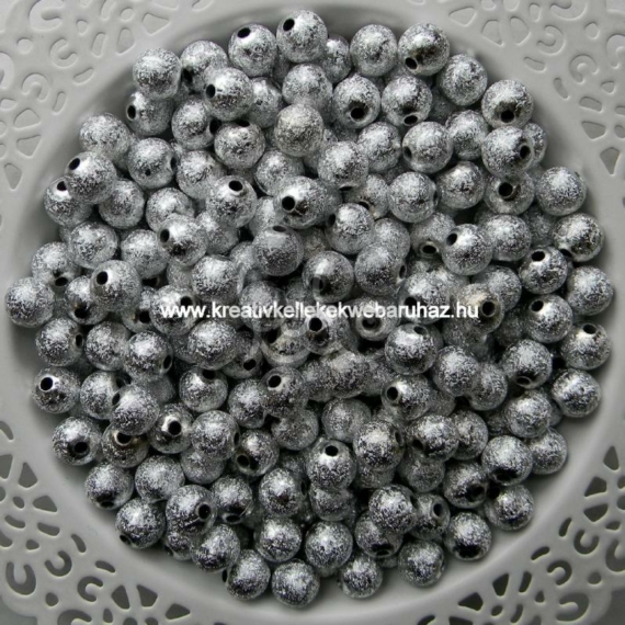 Ezüst akril gyöngy 10 mm (20 db)