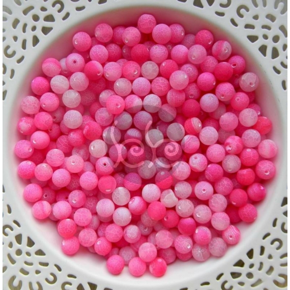 Pink fagyos achát ásványgyöngy csomag 8 mm (10 db)
