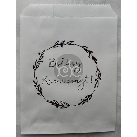 Fehér BOLDOG KARÁCSONYT papírtasak 13x18 cm