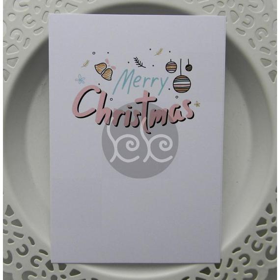 Rózsaszín MERRY CHRISTMAX kísérőkártya 7,7 x 11 cm