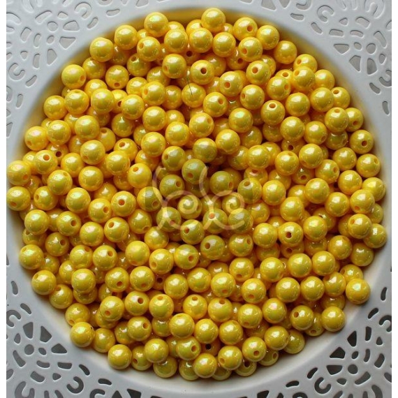 Citromsárga gyöngyházfényű akril gyöngy 8 mm (20 db)
