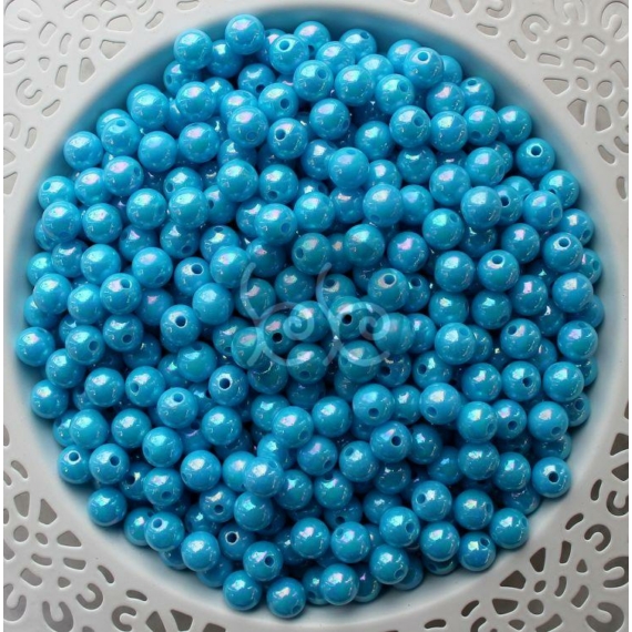 Világoskék gyöngyházfényű akril gyöngy 8 mm (20 db)