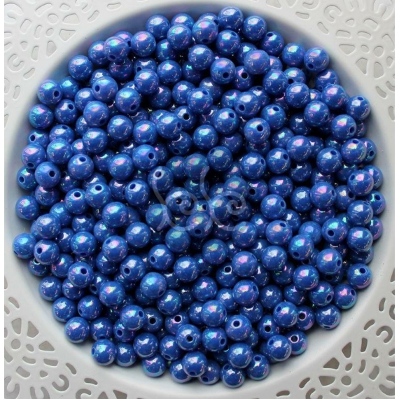 Kék gyöngyházfényű akril gyöngy 8 mm (20 db)