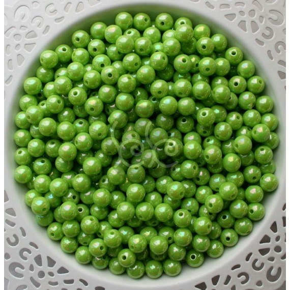 Alma zöld gyöngyházfényű akril gyöngy 8 mm (20 db)