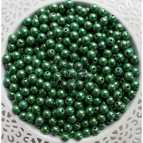 Zöld gyöngyházfényű akril gyöngy 8 mm (20 db)