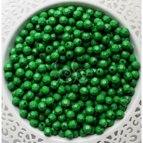 Zöld fazettált akril gyöngy 8 mm (20 db)