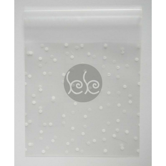 Fehér pöttyös műanyag tasak 10x10 cm (10 db)