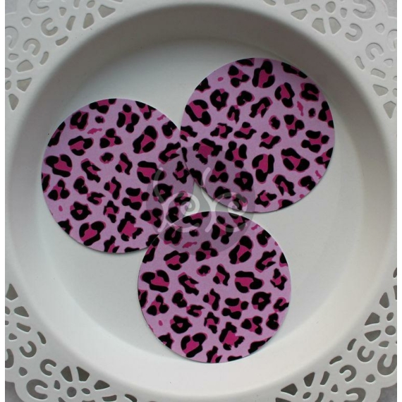 Magenta leopárd mintás fülbevaló papír 5 cm
