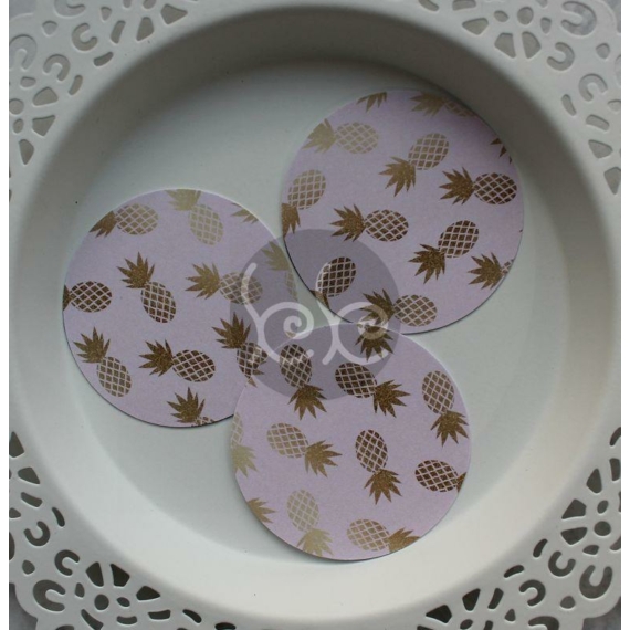 Rózsaszín-arany ananászos fülbevaló papír 5 cm