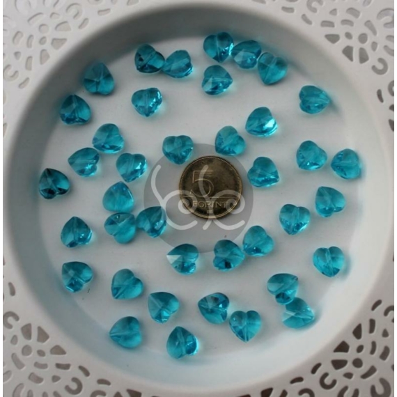 Kék szív üveggyöngy 10 mm