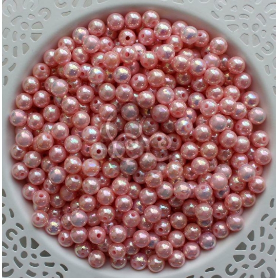 Pasztell rózsaszín-szivárvány akril gyöngy csomag 8 mm (20 db)