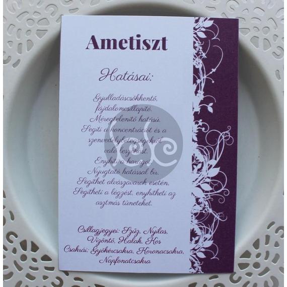 Ametiszt kísérőkártya 7,7x11 cm