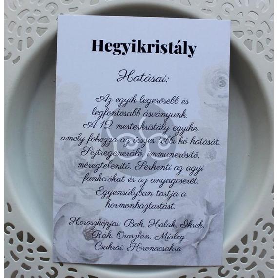 Hegyikristály kísérőkártya 7,7x11 cm