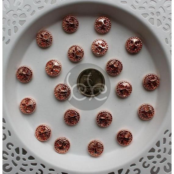Rose gold hematit életfa gyöngy hosszában fúrt