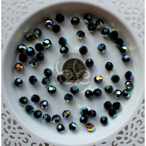 Fekete színjátszós fazettált swarovski gyöngy 8 mm
