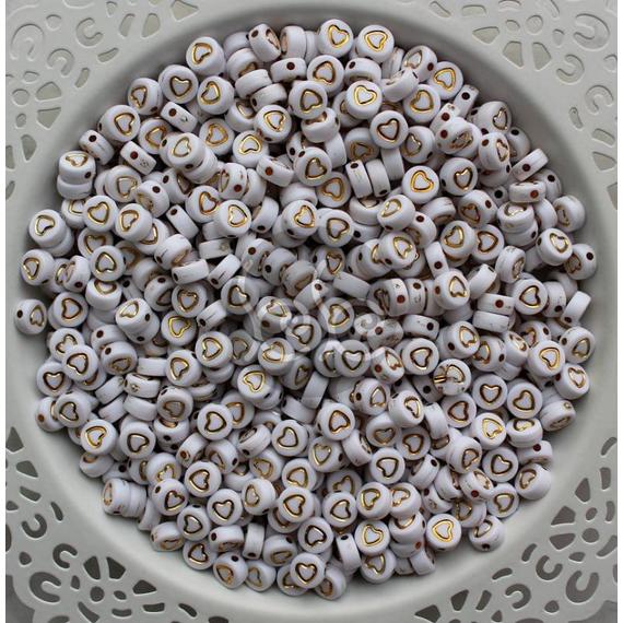 Arany szív körív akril gyöngy 4x7 mm