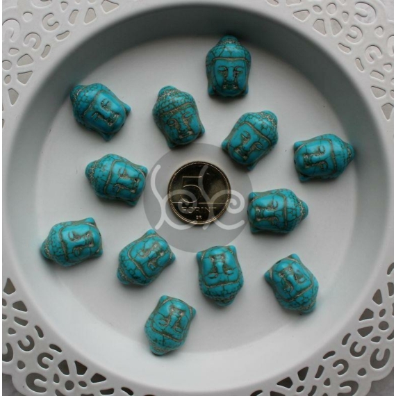 Kicsi kék magnezit buddha fej gyöngy 15x20 mm