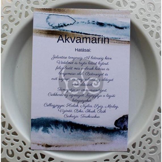 Akvamarin ásványos kísérőkártya 7,7x11 cm