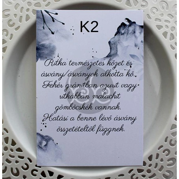 K2 ásványos kísérőkártya 7,7x11 cm