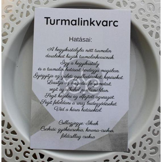 Turmalinkvarc ásványos kísérőkártya 7,7x11 cm