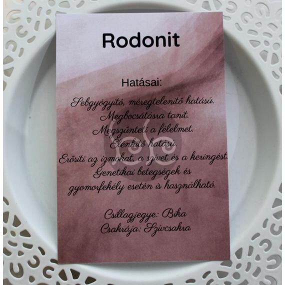 Rodonit ásványos kísérőkártya 7,7x11 cm