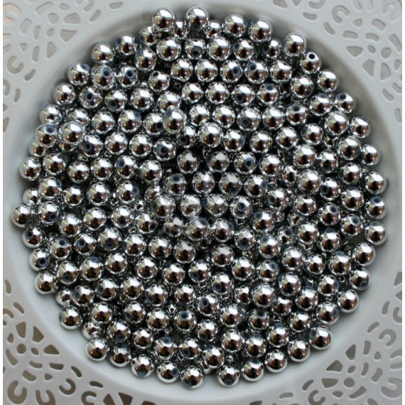Ezüst fényes akril gyöngy 8 mm (20db)
