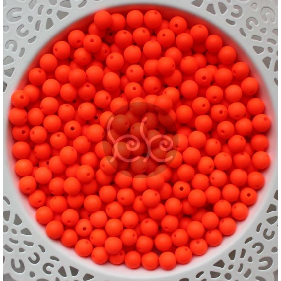 Matt neon narancs gumihatású akril gyöngy (20 db)