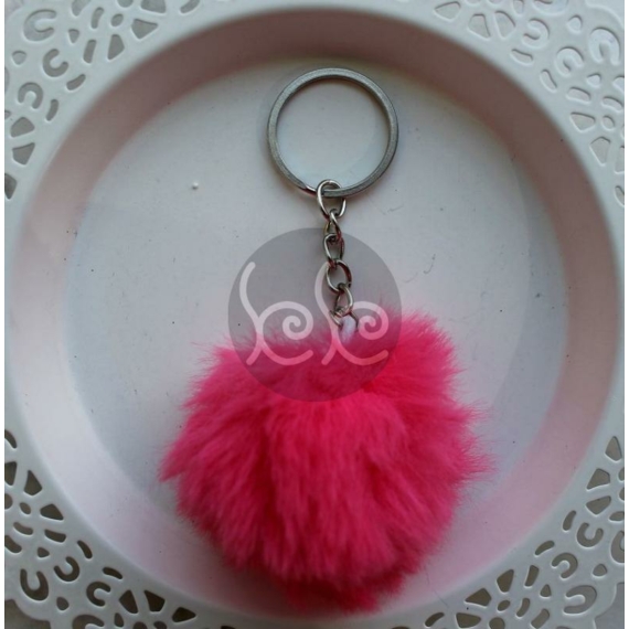 Pink szőrmés kulcstartó alap 4-5 cm 
