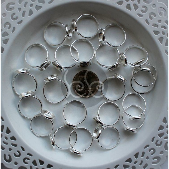 Ezüst üveglencsés gyűrű alap 10 mm