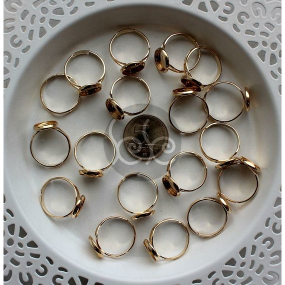 Pezsgő arany üveglencsés gyűrű alap 10 mm