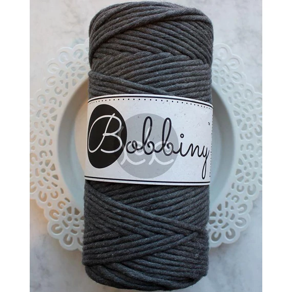 Bobbiny charcoal (antracit) makramé fonal 3 mm (100 m)