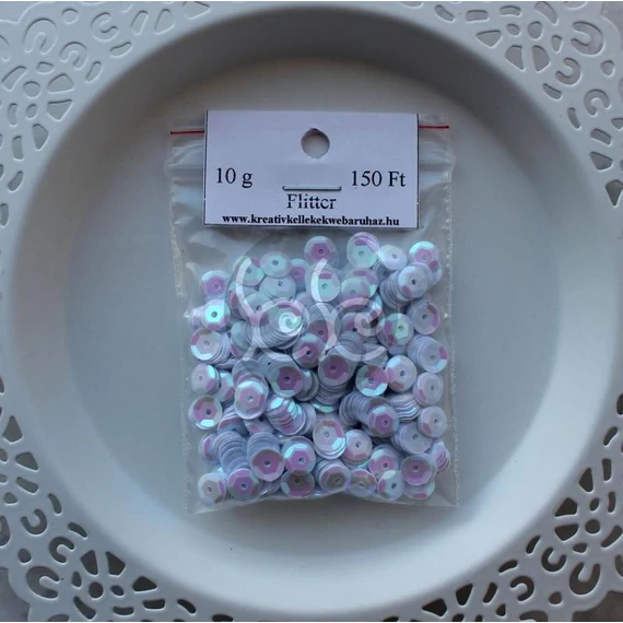 Fehér flitter csomag 6 mm (10 g)