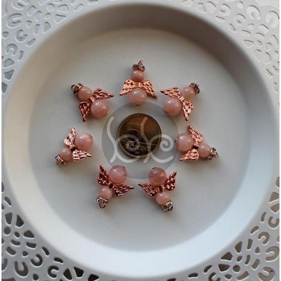 Púder rózsaszín rose gold ásvány angyal medál