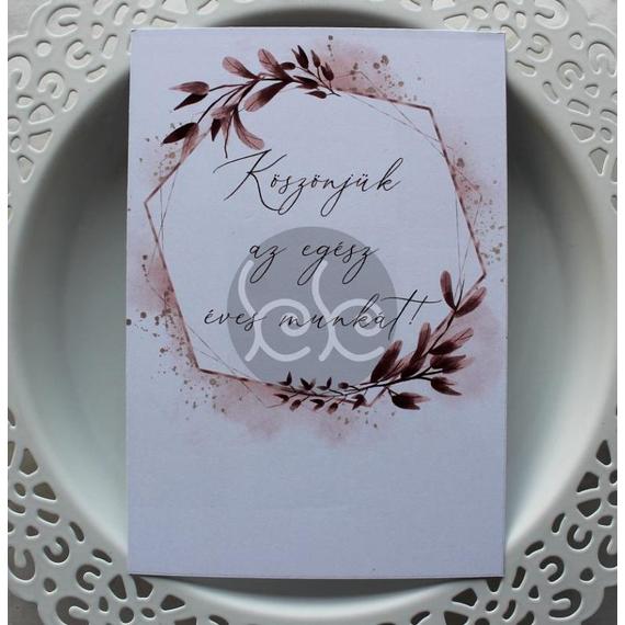 KÖSZÖNJÜK AZ EGÉSZ ÉVES MUNKÁT kísérőkártya 7,7x11 cm