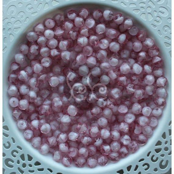 Áttetsző rózsaszín csiszolt cseh üveggyöngy csomag 8 mm (10 db)