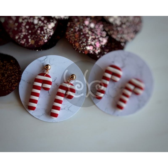 Lógós karácsonyi cukorka süthető gyurma fülbevaló (pár)