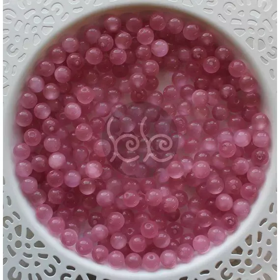 Rózsaszín macskaszem utánzat  üveggyöngy 8 mm