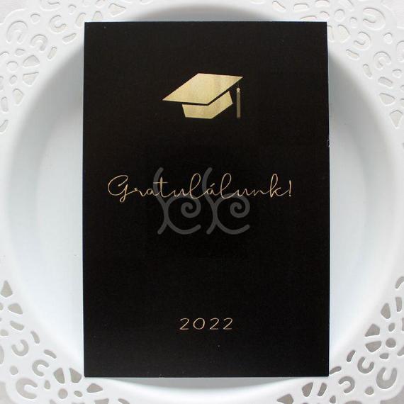 Fekete GRATULÁLUNK! 2022 kísérőkártya 7,7x11 cm