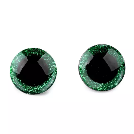 Zöld glitteres biztonsági szem 20 mm (pár)