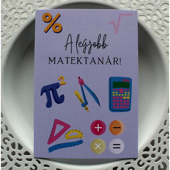 Kék "A LEGJOBB MATEKTANÁR!" KÍSÉRŐKÁRTYA 11X7,7 CM