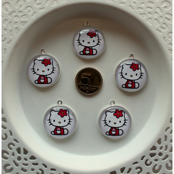 Virágos Hello Kitty medál 25 mm 