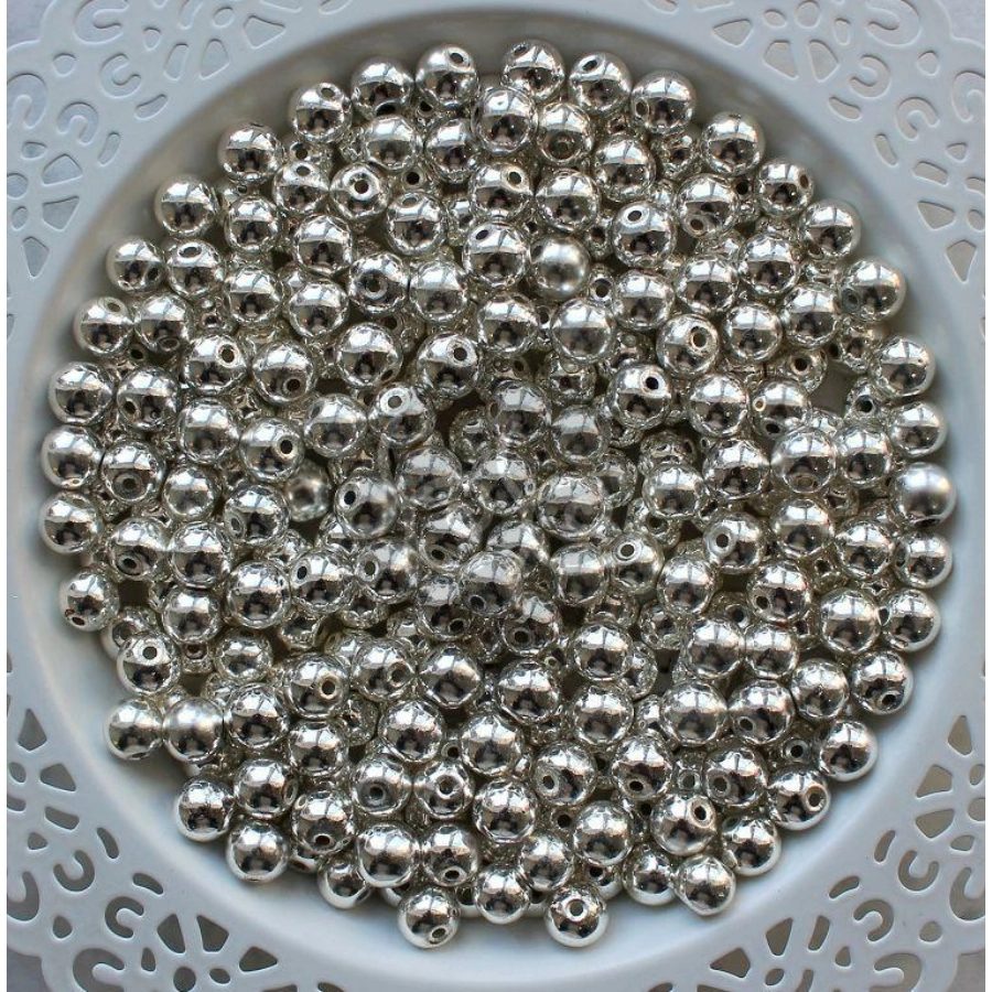 Világos ezüst hematit ásványgyöngy csomag 6 mm (10 db)