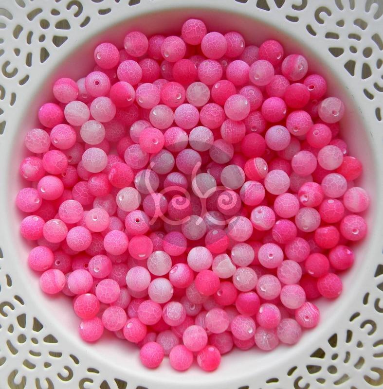 Pink fagyos achát ásványgyöngy csomag 8 mm (10 db)