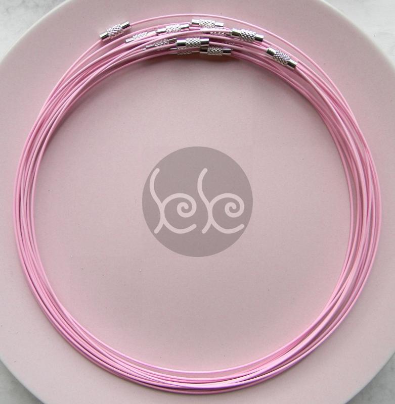 Rózsaszín drót nyaklánc alap 44,5 cm
