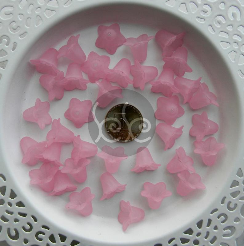 Rózsaszín akril virág gyöngy 16x12 mm