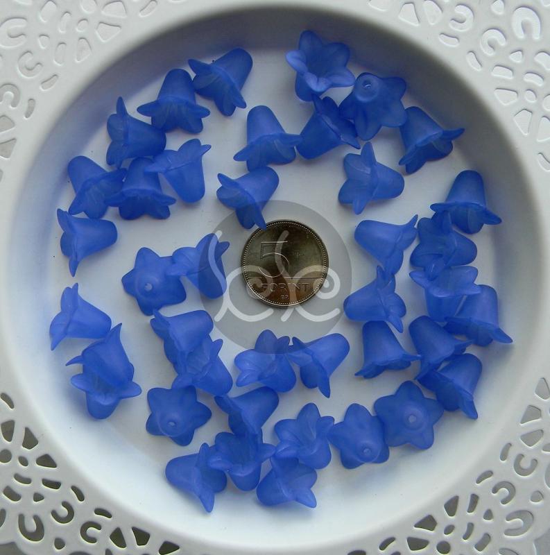 Kék akril virág gyöngy 16x12 mm