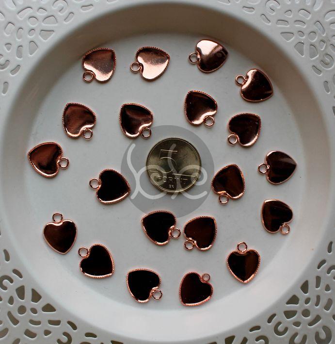 Rose gold szív alakú medál alap 12 mm